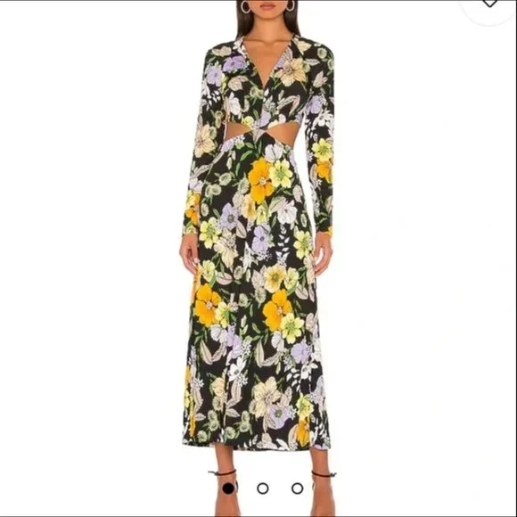 afrm cut out dress AFRM Blane Keyhole Cutout Halter Neck Maxi Dress